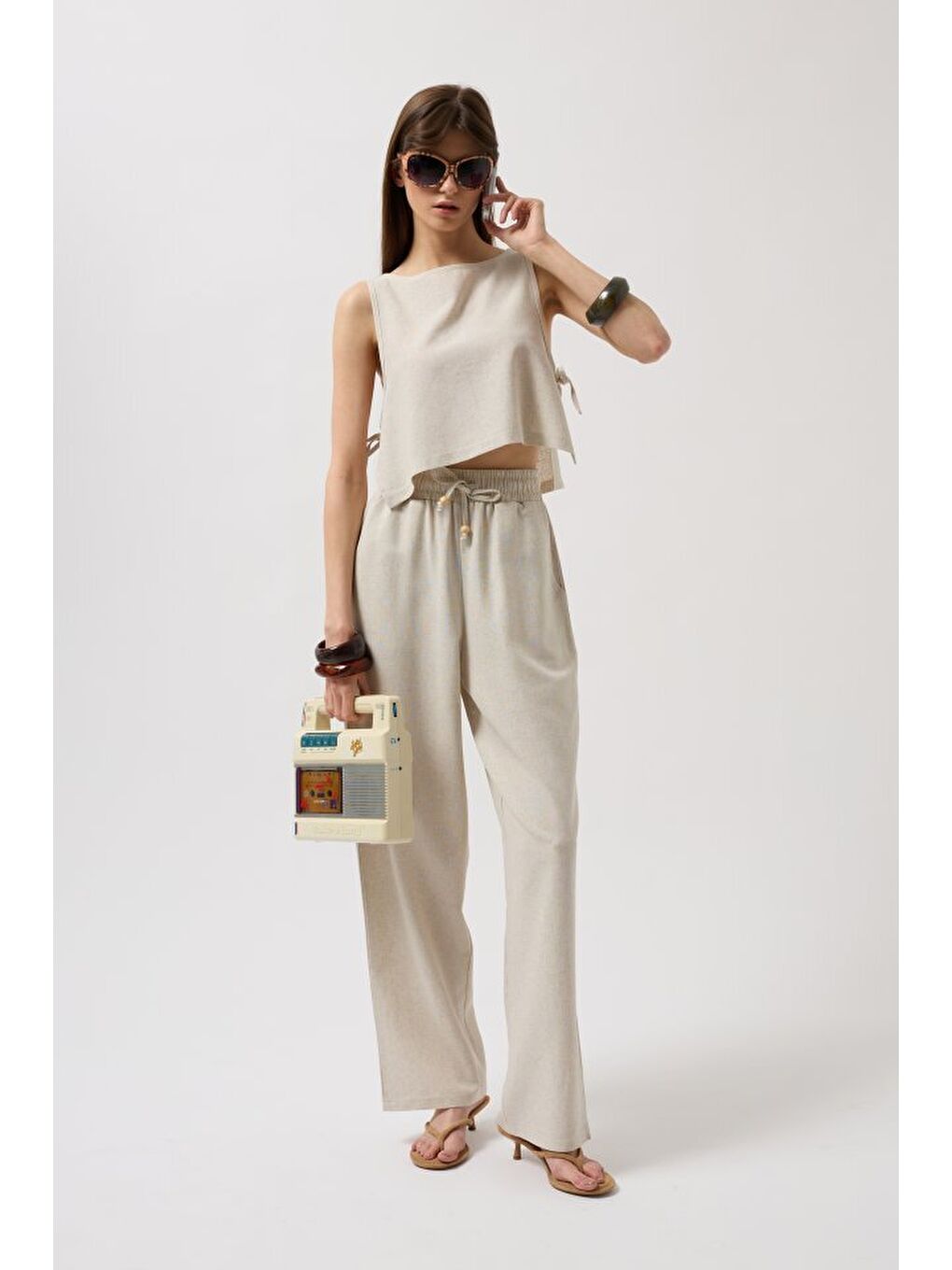 Sarı Yandan Bağlamalı Crop Bluz-2