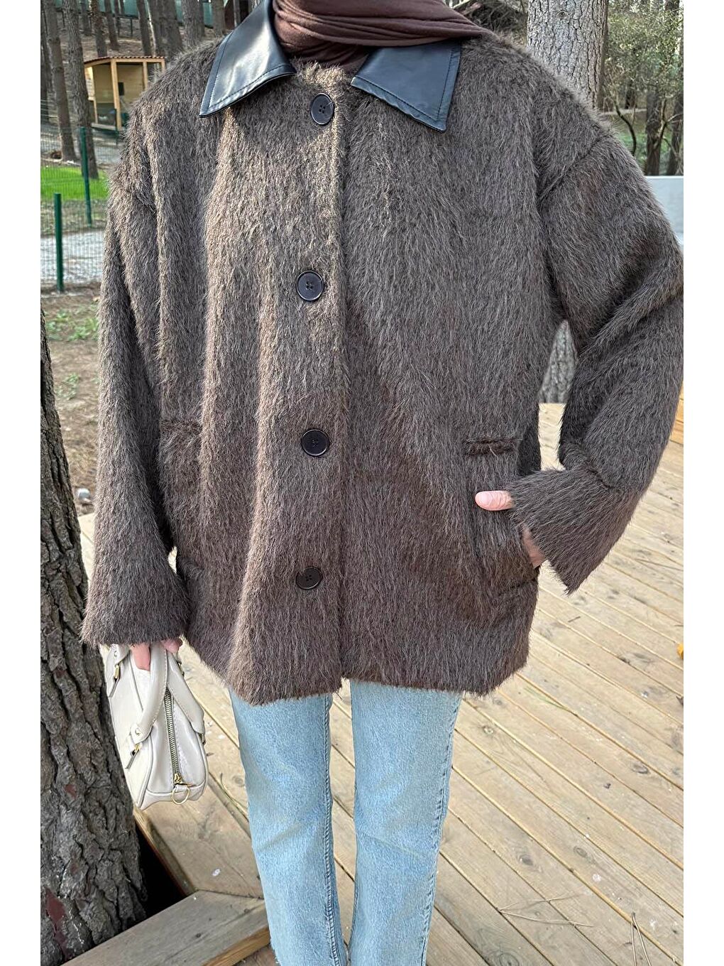 Deri Yaka Mont Acı Kahverengi-2