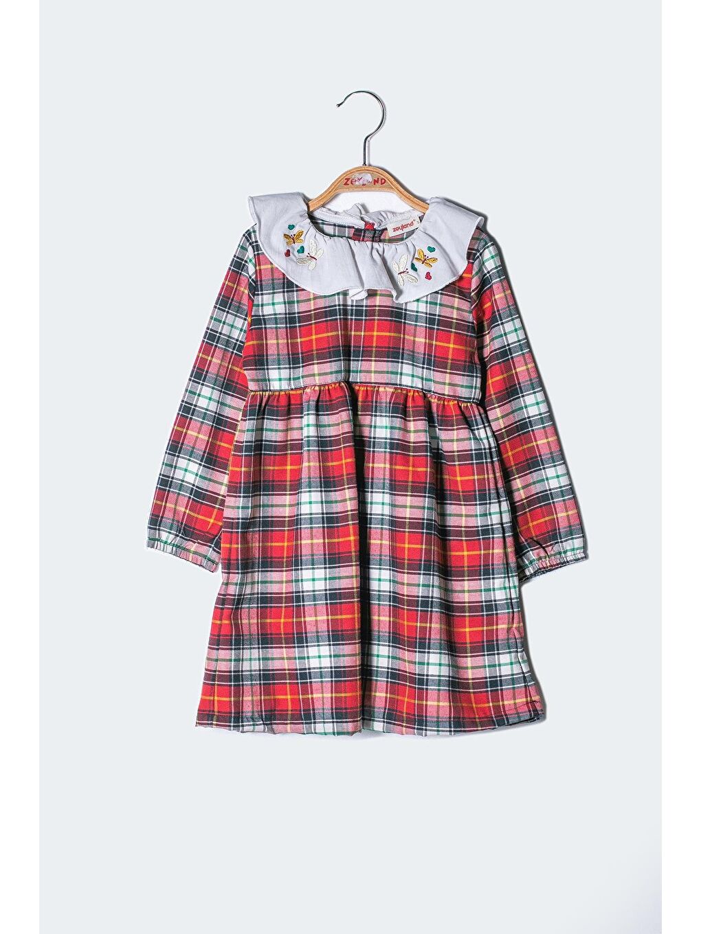 Karışık Kız Bebek Yaka Detaylı Dokuma Elbise-1