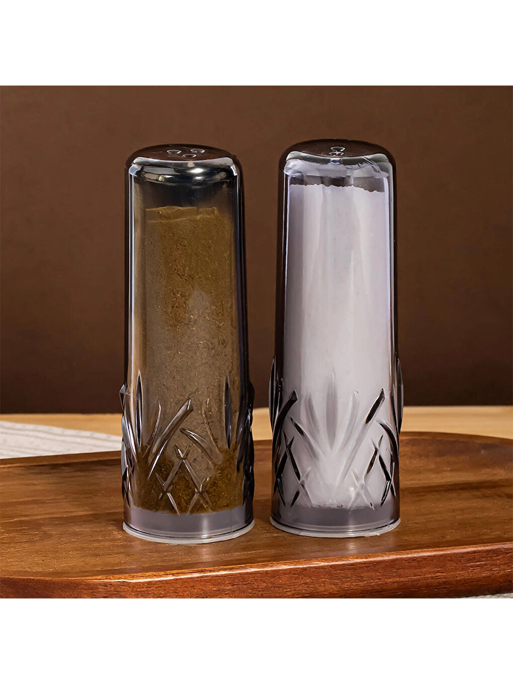 Gri 16534 Melody 2'li Akrilik Tuzluk Biberlik Karabiberlik 11 Cm