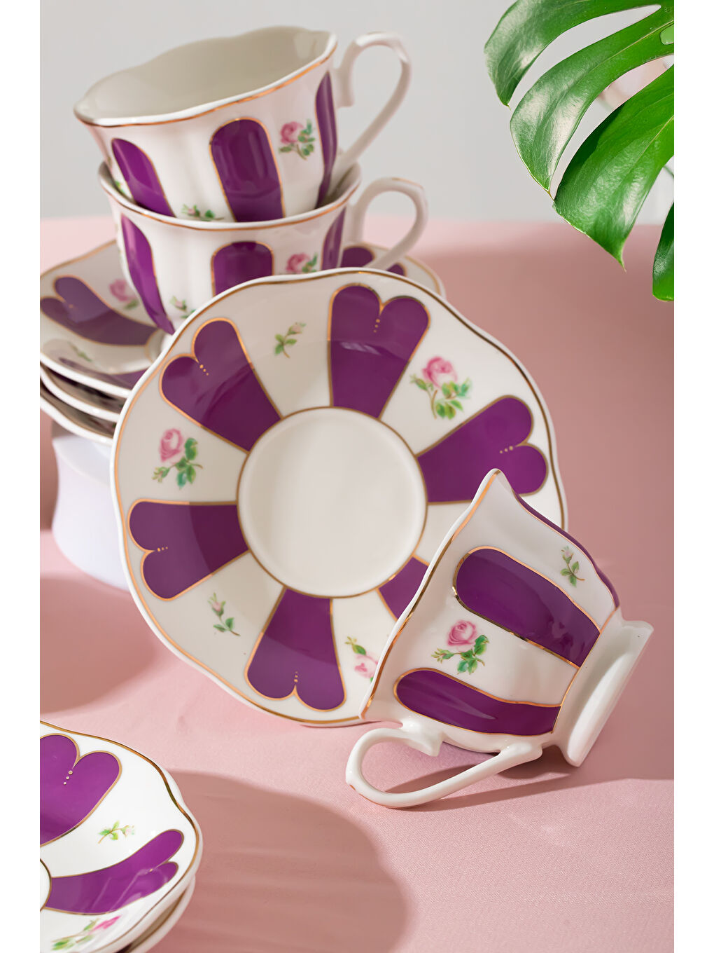 Beyaz 16861 Beyoğlu Porselen Kahve Fincan Takımı - 6 Kişilik 12 Parça  Kahve Seti 90 Ml-1