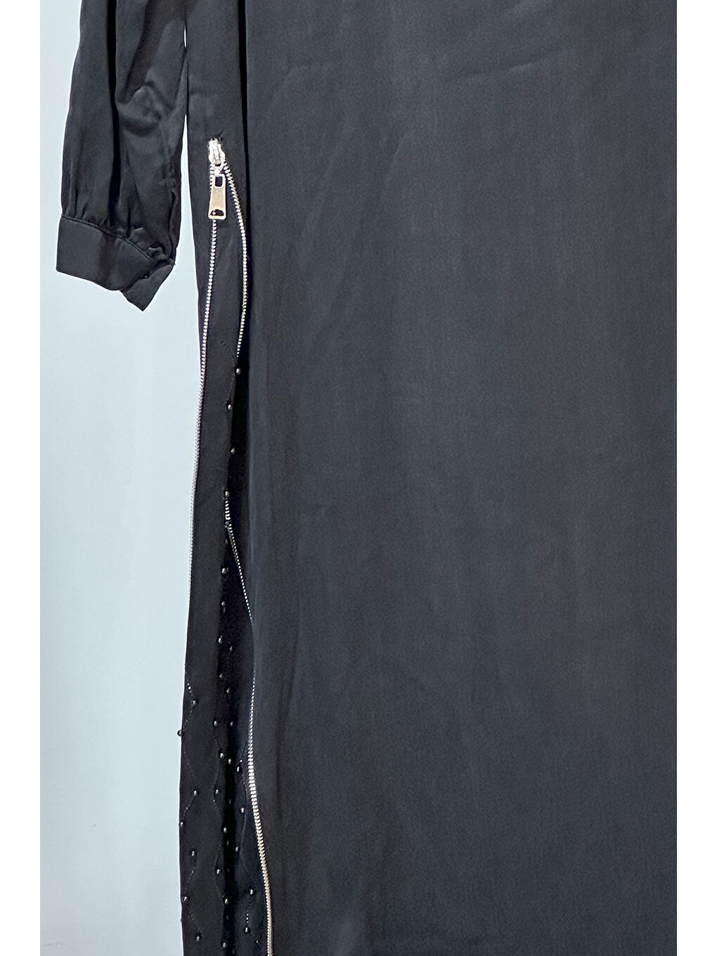 Fermuar ve Taş Detay Elbise 2057 Siyah-2