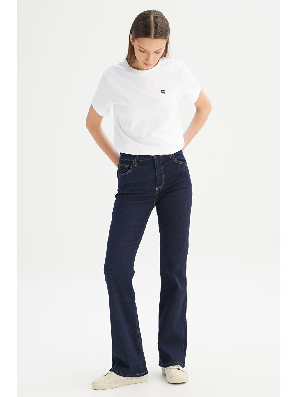 Flare Fit Normal Bel Geniş Paça Lacivert Esnek Jean Denim Pantolon-2