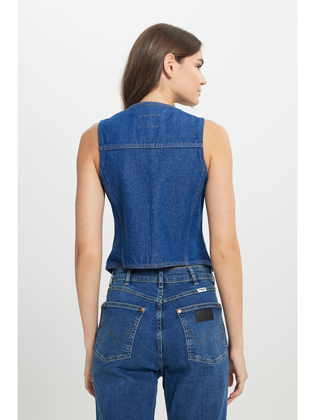 Slim Fit Dar Kesim %100 Pamuk Lacivert Jean Denim Yelek-6