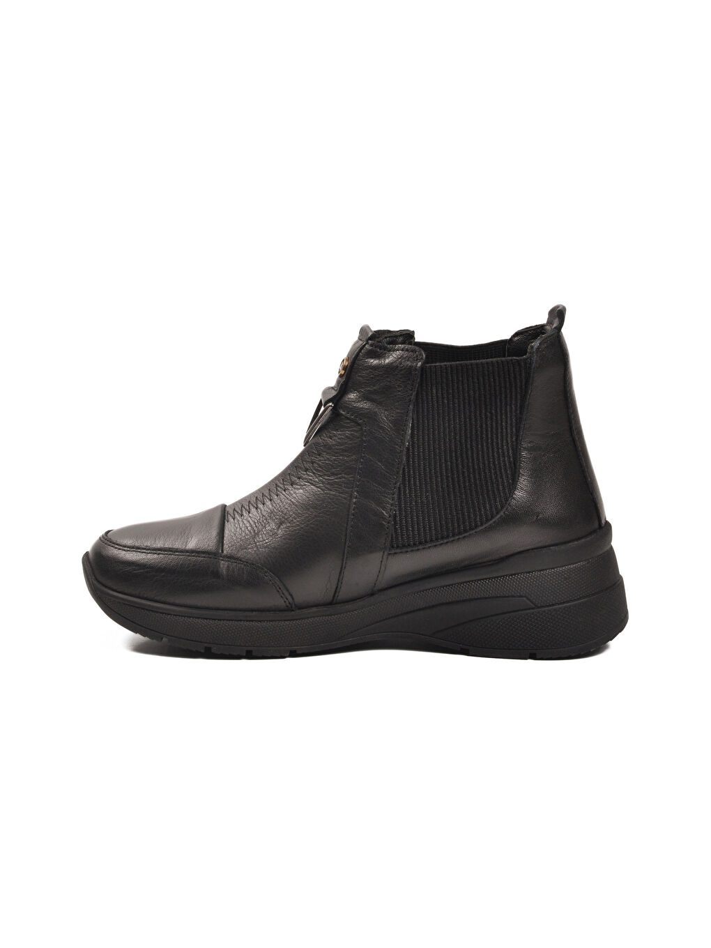 Siyah Hakiki Deri İçi Polarlı Darbe Emici Anatomik Kadın Bot 4153 Z-3