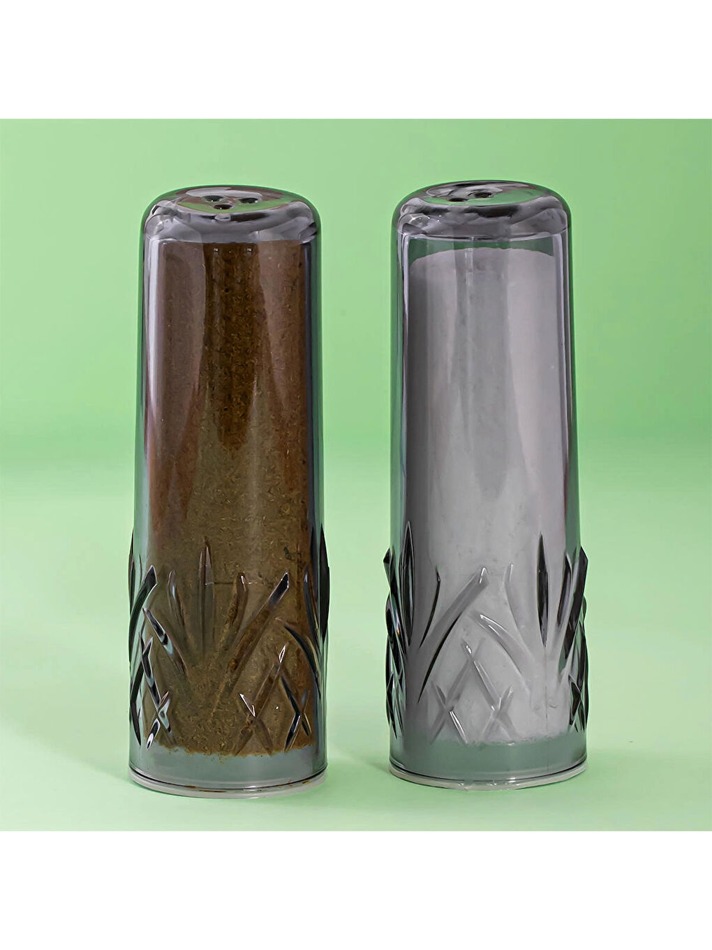 Gri 16534 Melody 2'li Akrilik Tuzluk Biberlik Karabiberlik 11 Cm-1