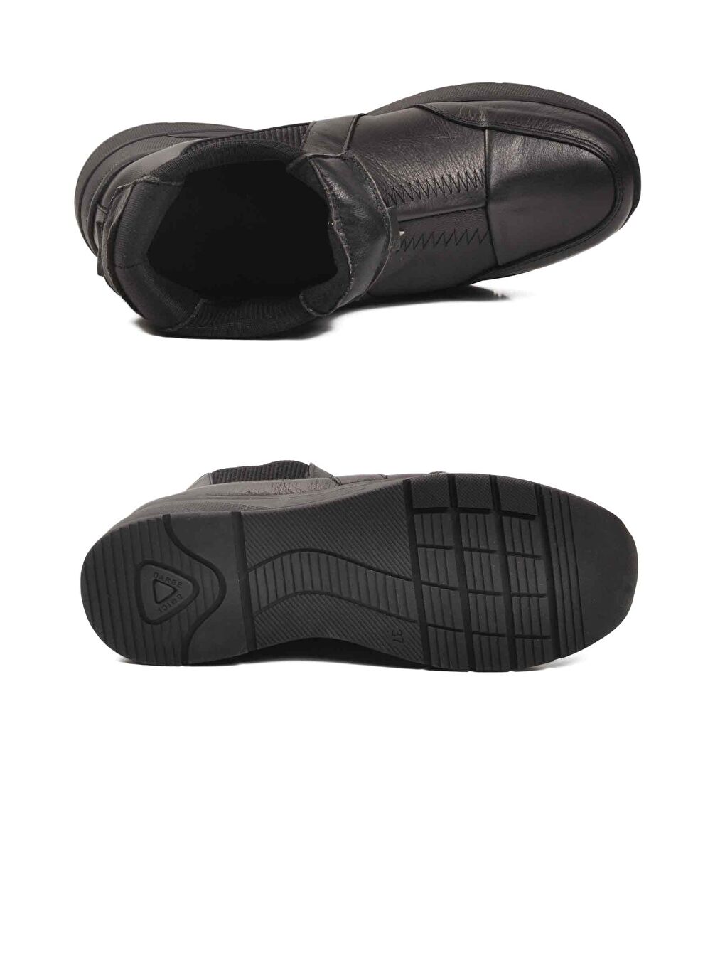 Siyah Hakiki Deri İçi Polarlı Darbe Emici Anatomik Kadın Bot 4153 Z-4