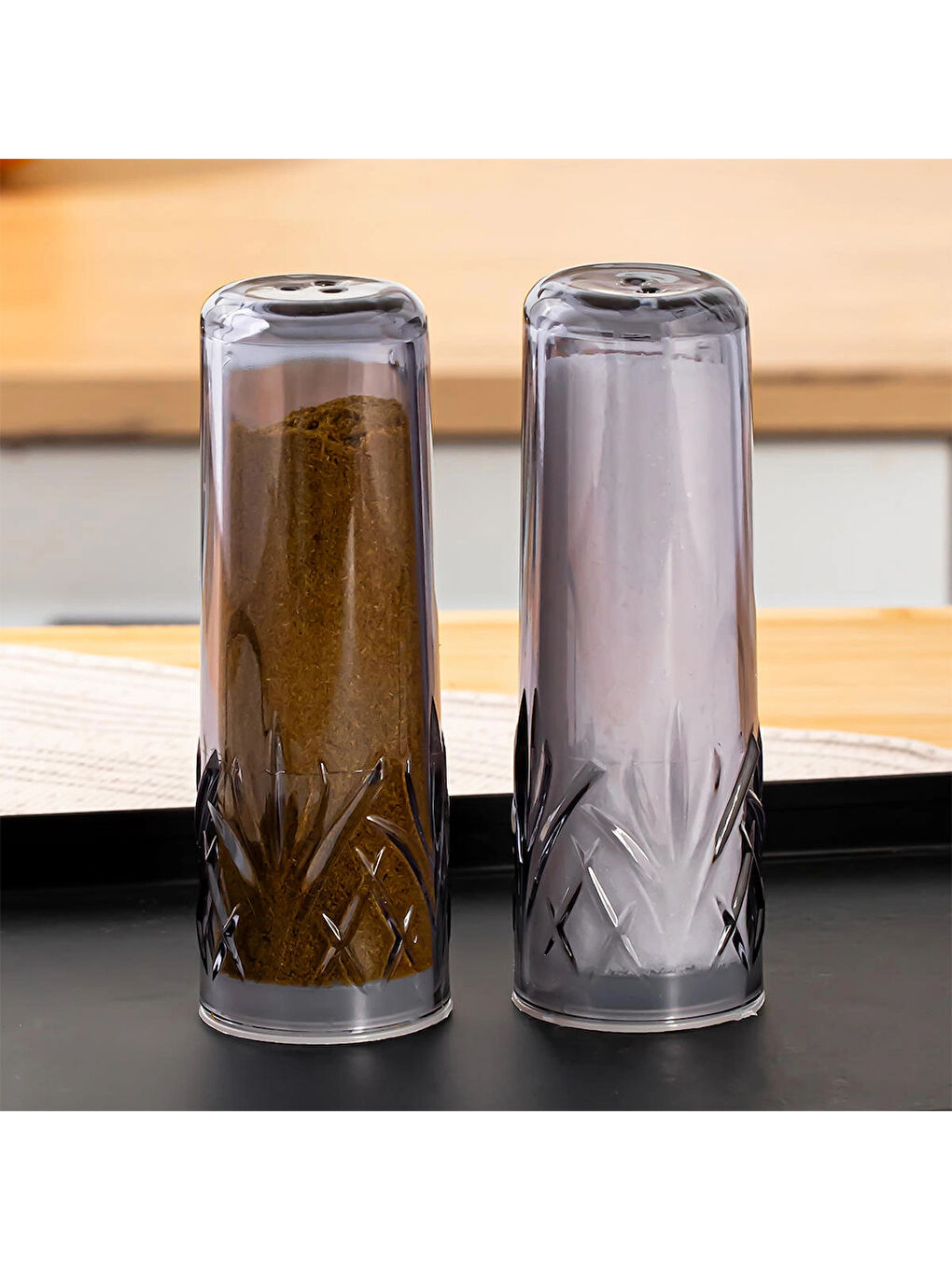 Gri 16534 Melody 2'li Akrilik Tuzluk Biberlik Karabiberlik 11 Cm-2