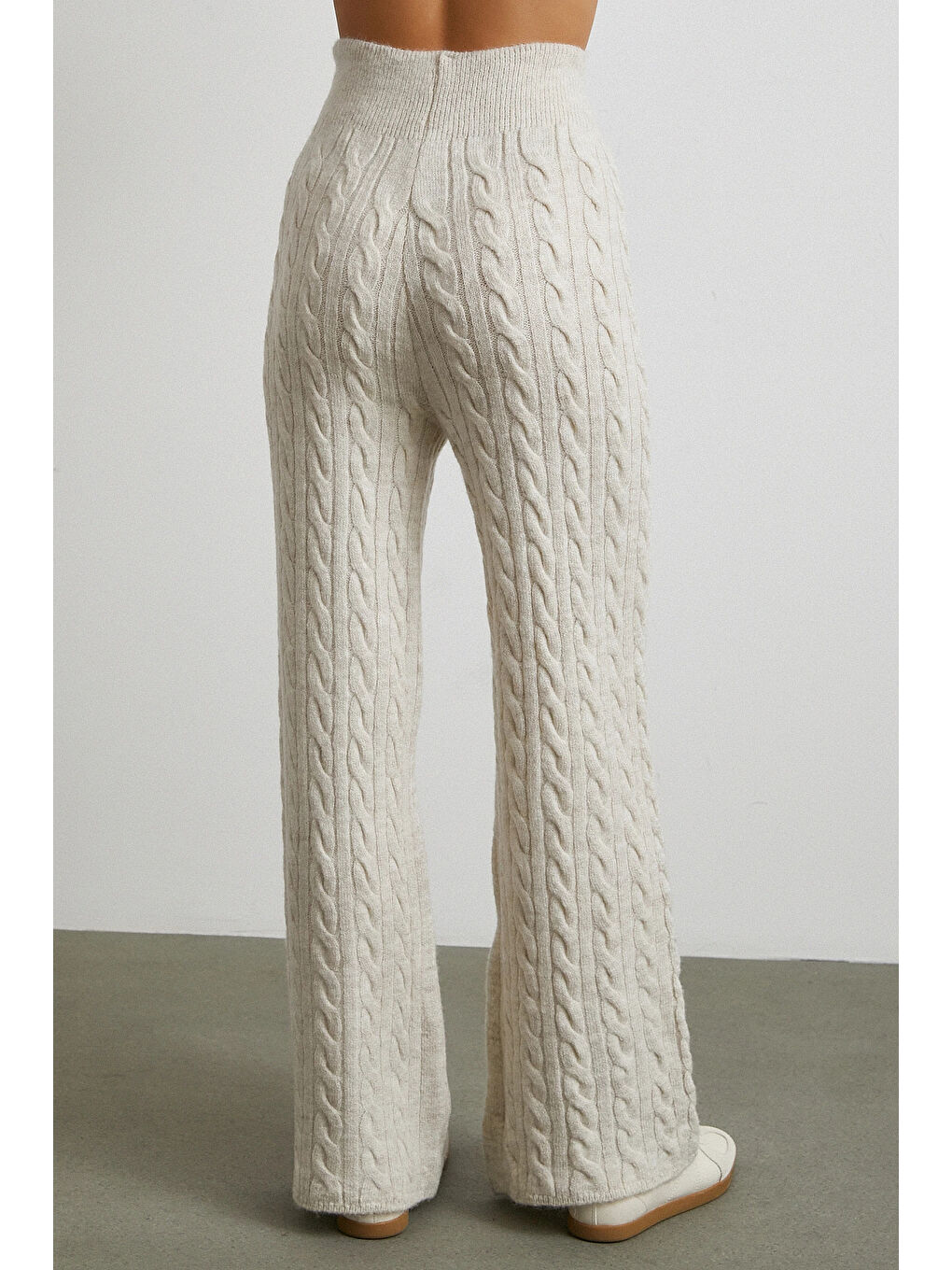 Desenli Şardonlu Triko Takım Ekru-5