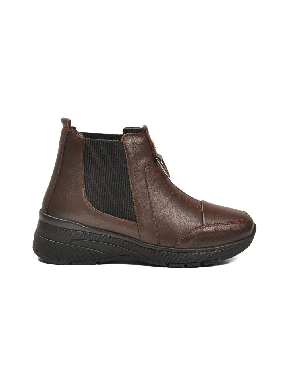 Kahverengi Kahve Hakiki Deri İçi Polarlı Darbe Emici Anatomik Kadın Bot 4153 Z-1