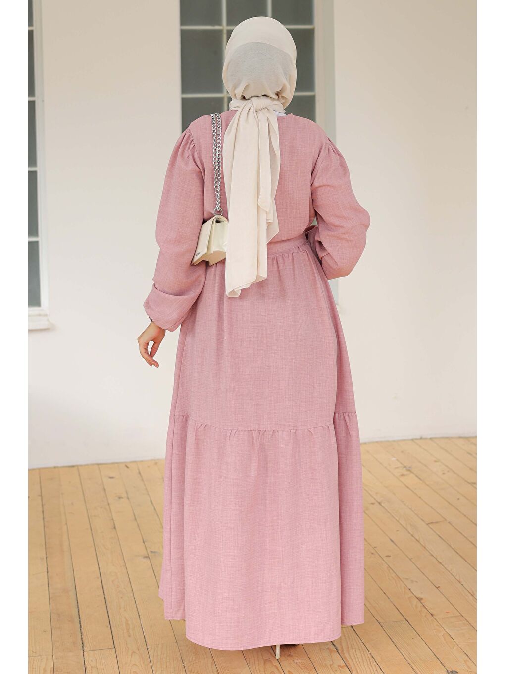 Pembe Katlı Elbise Gül - 26624-5