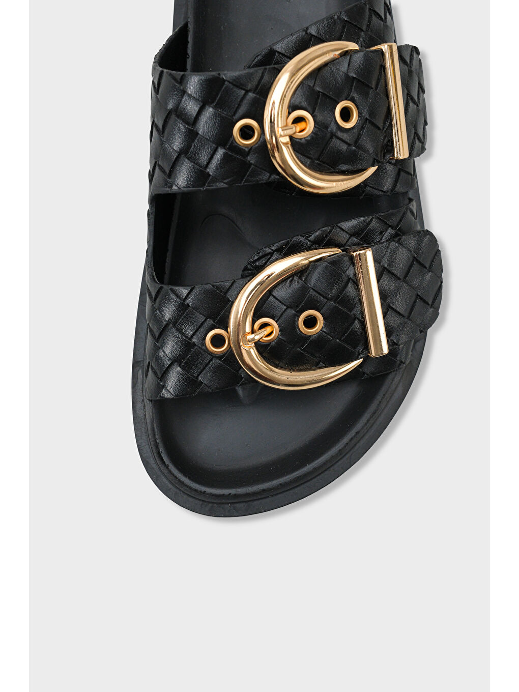 Siyah Abbie Düz Topuklu Metal Tokalı Konfor Kadın Terlik-2