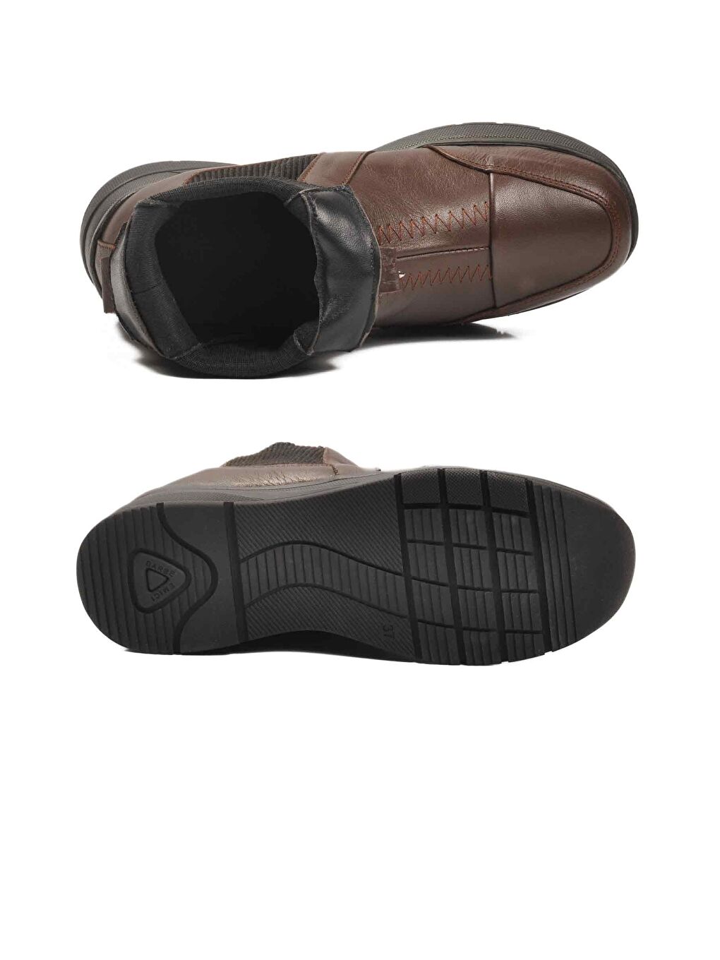 Kahverengi Kahve Hakiki Deri İçi Polarlı Darbe Emici Anatomik Kadın Bot 4153 Z-4