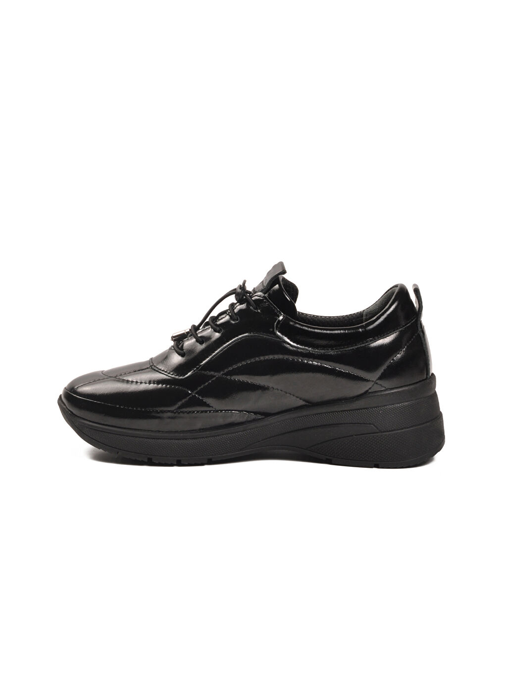 Siyah Rugan Hakiki Deri Anatomik Kadın Casual Ayakkabı 6115 Z-3