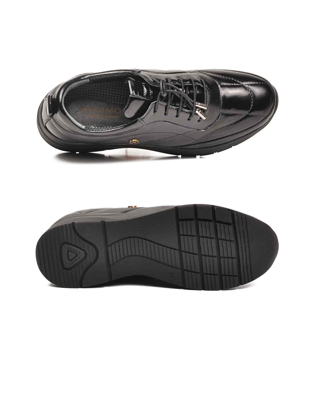 Siyah Rugan Hakiki Deri Anatomik Kadın Casual Ayakkabı 6115 Z-4