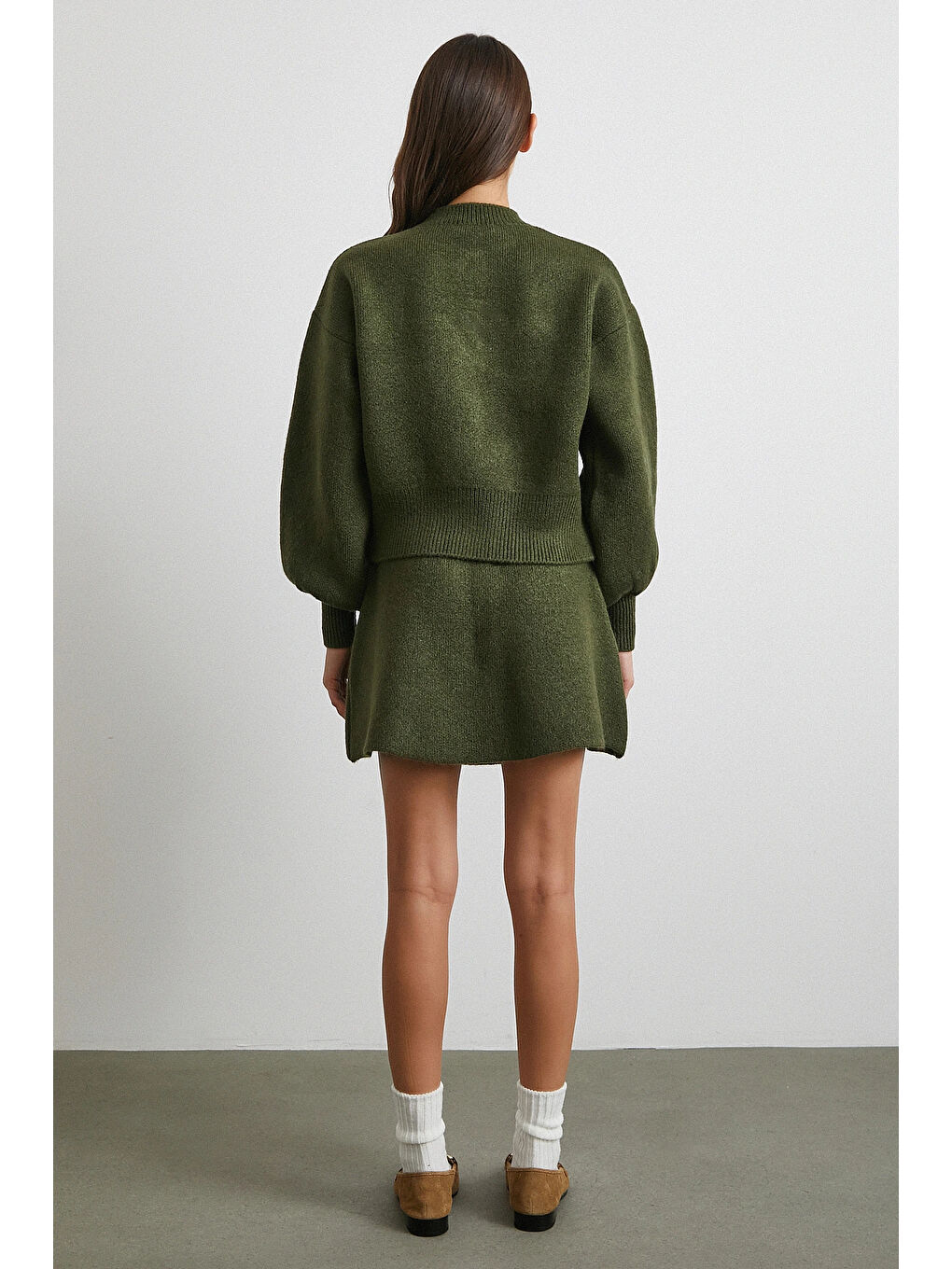 Hırka Etek Triko Takım Haki-5