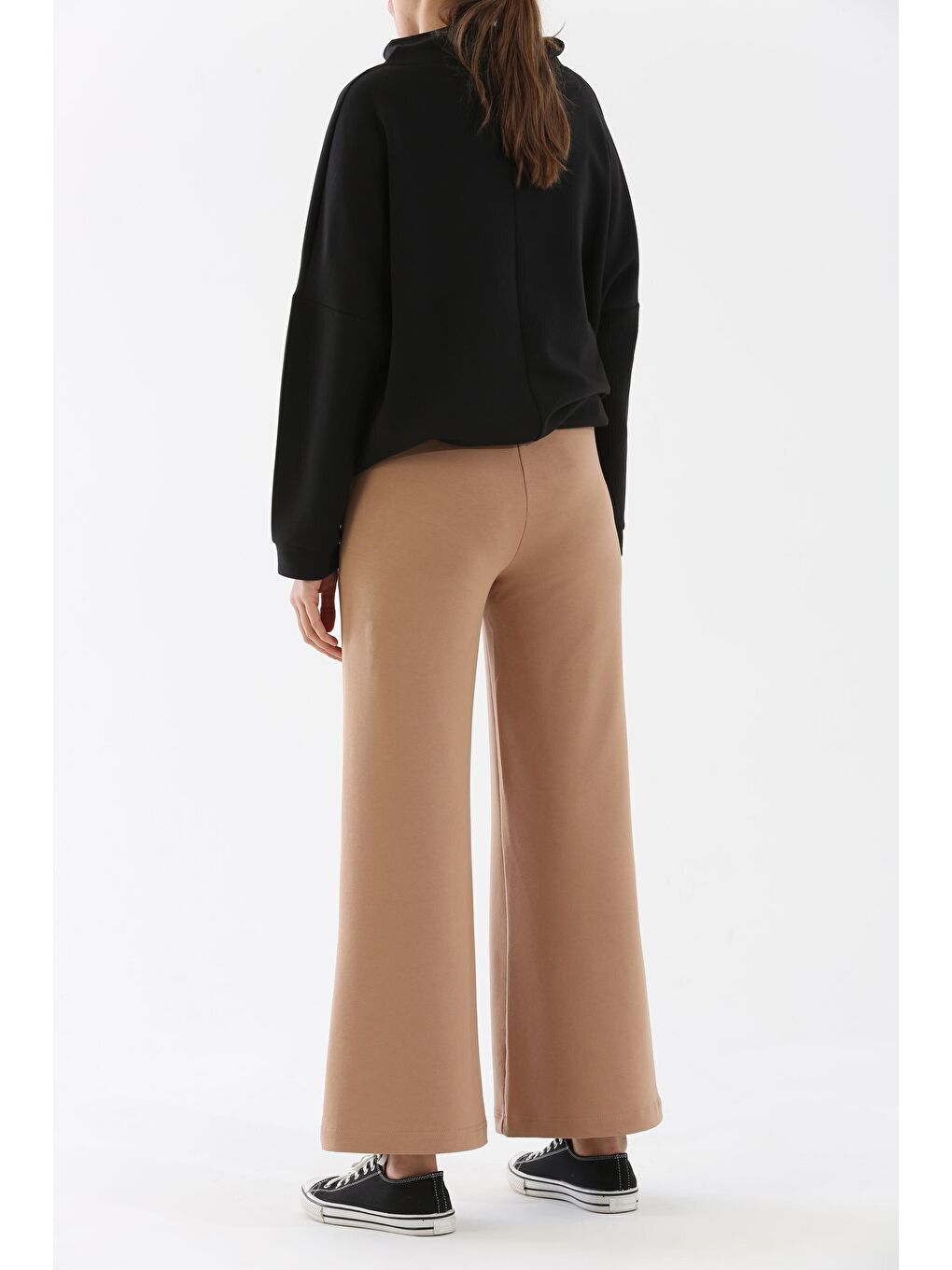 Bej Bisküvi Lastikli Bol Paça Eşofman Altı-3