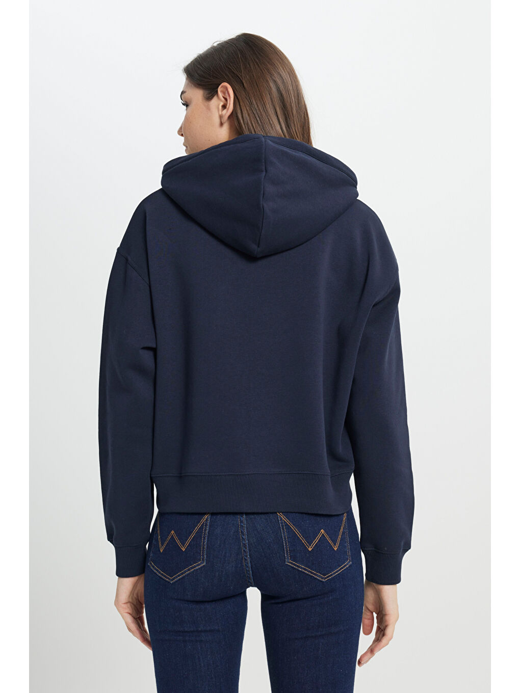 Regular Fit Normal Kesim Kapüşonlu İçi Polarlı  Lacivert Sweatshirt-4