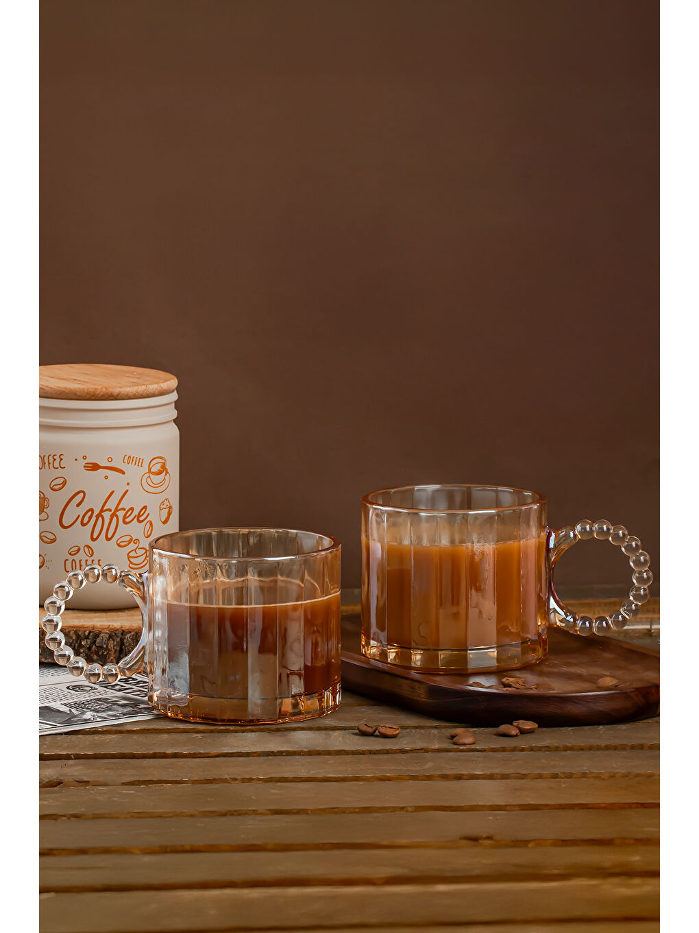 Kahverengi 15863 Ringo Line 2'li Kupa 325 Ml Amber-1