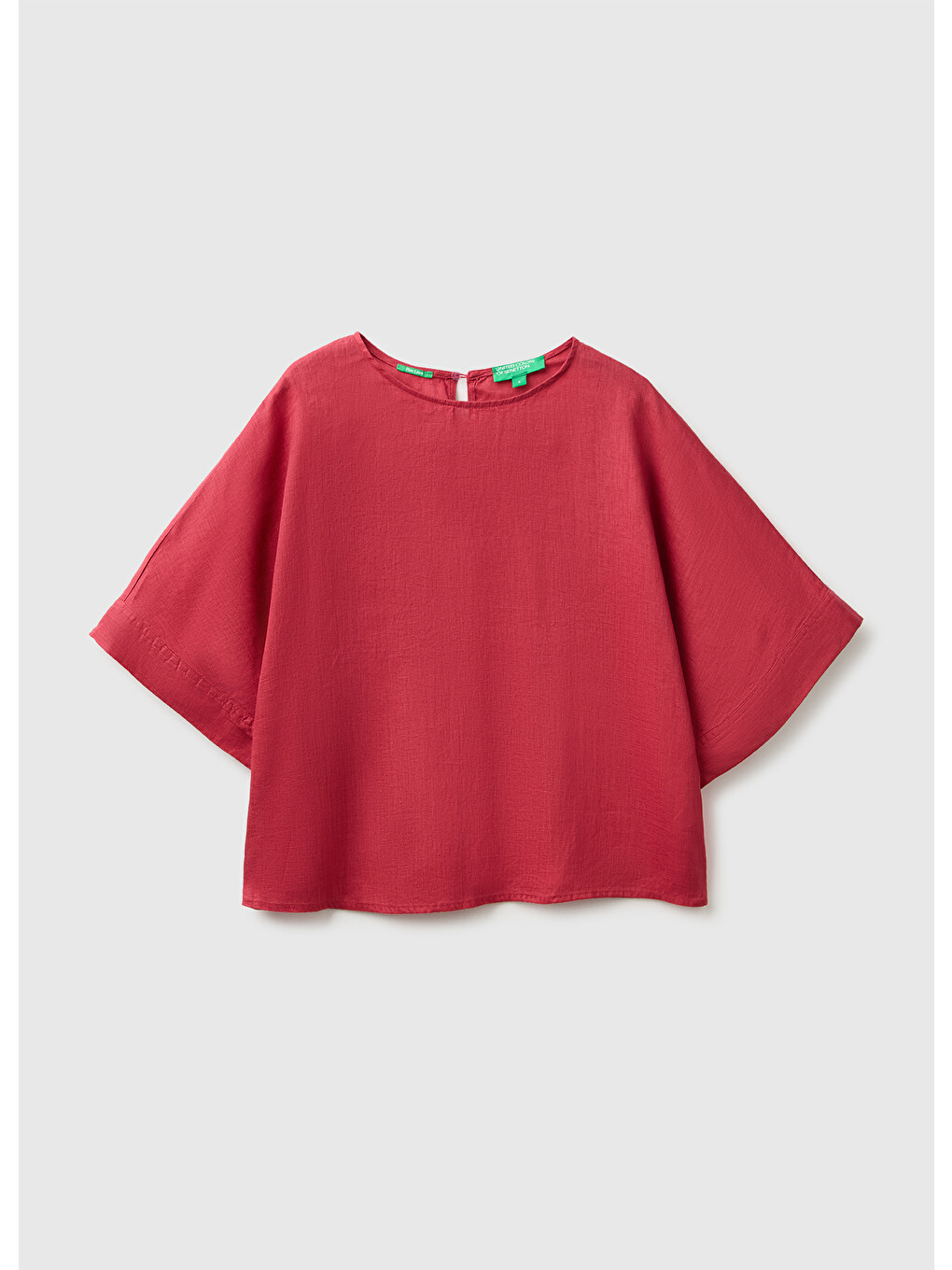Kadın Bordo %100 Keten Kimono Kol Bluz
