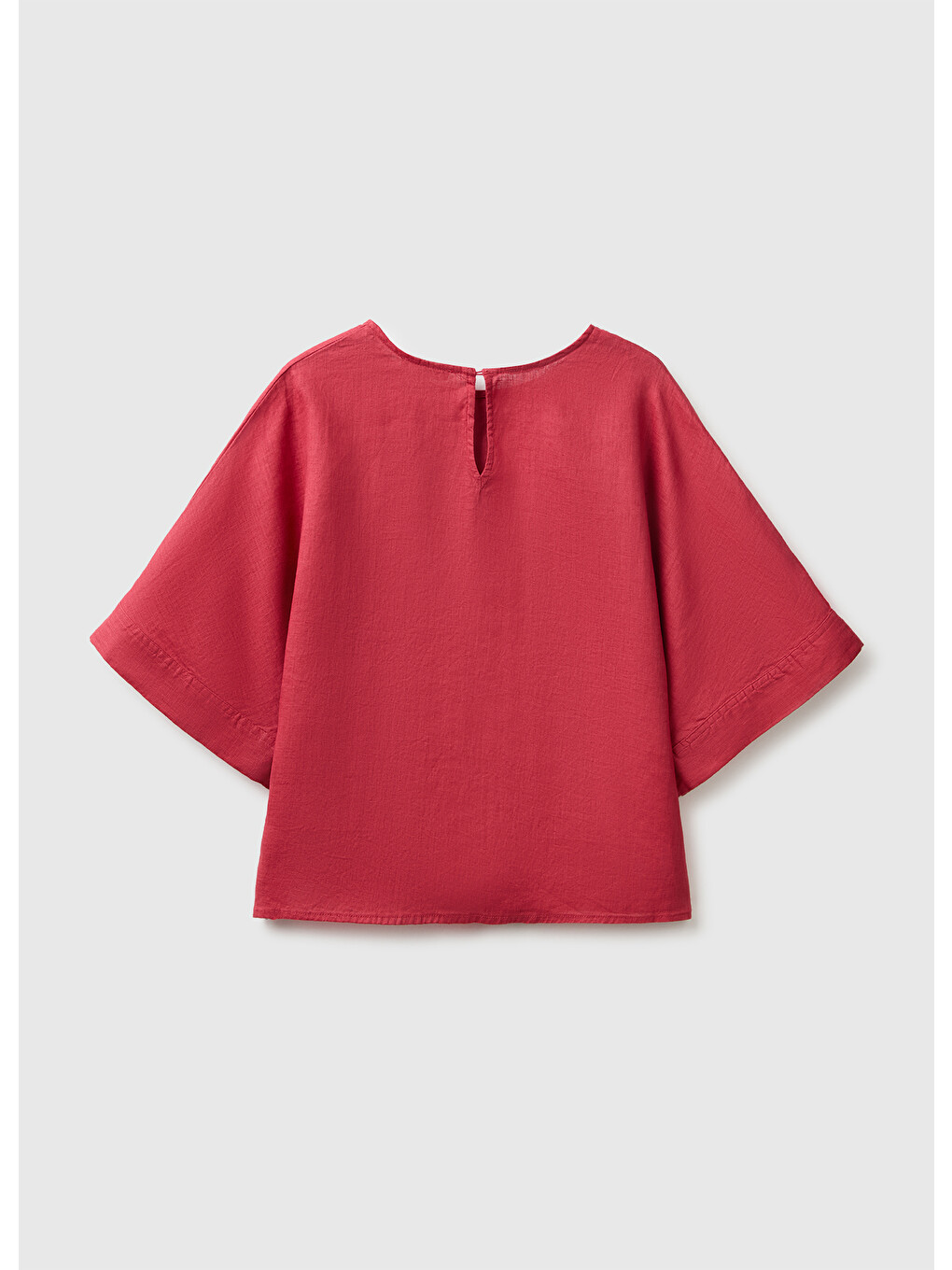 Kadın Bordo %100 Keten Kimono Kol Bluz-1