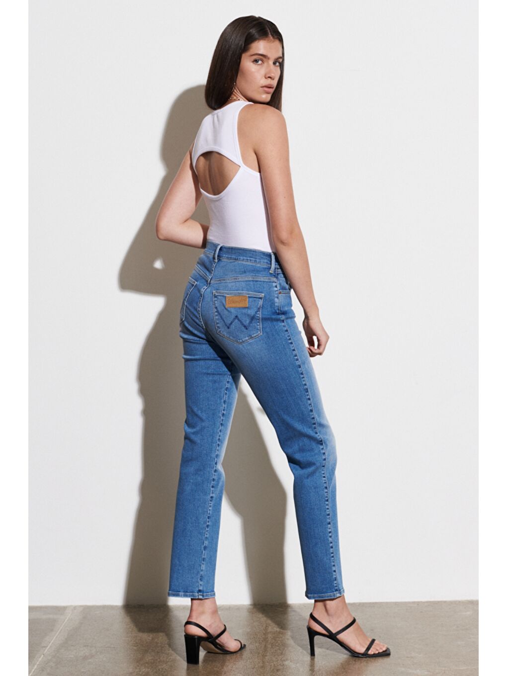 Yeşil Straight Fit Yüksek Bel Düz Paça Esnek Jean Jean Pantolon-5