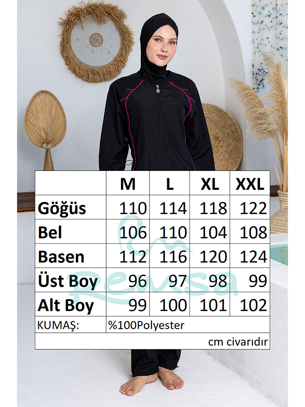 Paraşüt Tam Kapalı Tesettür Mayo 3502 Siyah-4