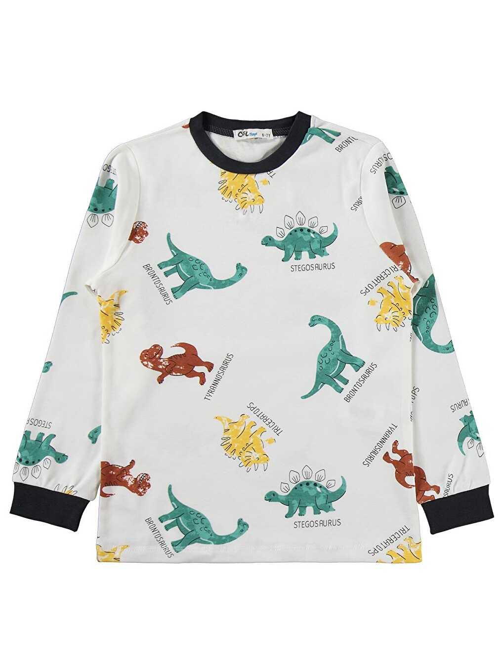 Boys Dinozor Baskılı 6-9 Yaş Pijama Takımı - Gri-3