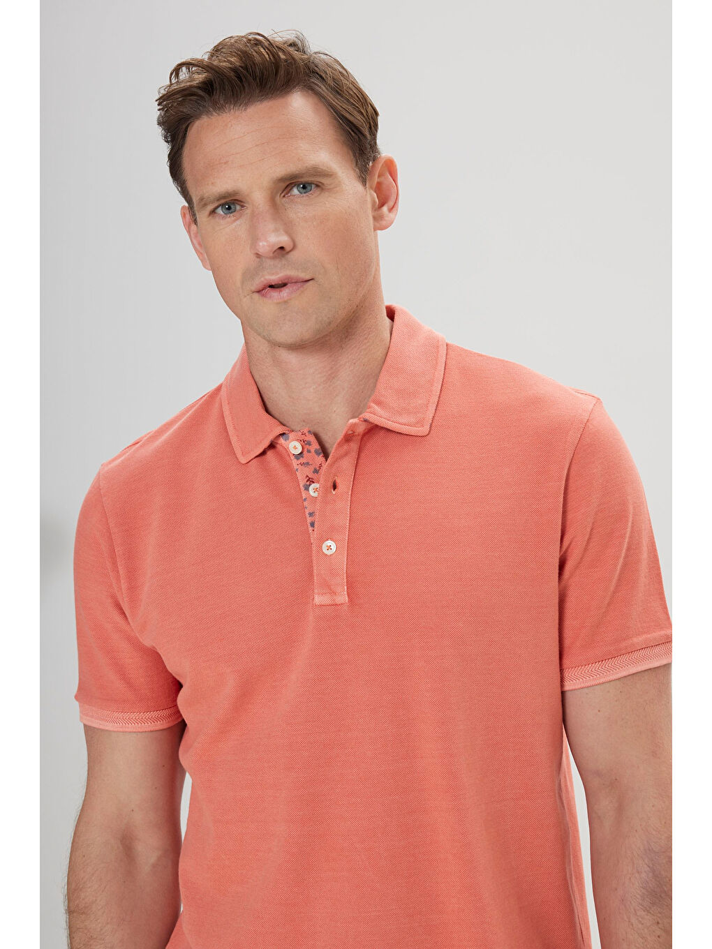 Kahverengi Erkek Kiremit Slim Fit Dar Kesim %100 Pamuk Polo Yaka Tişört-2