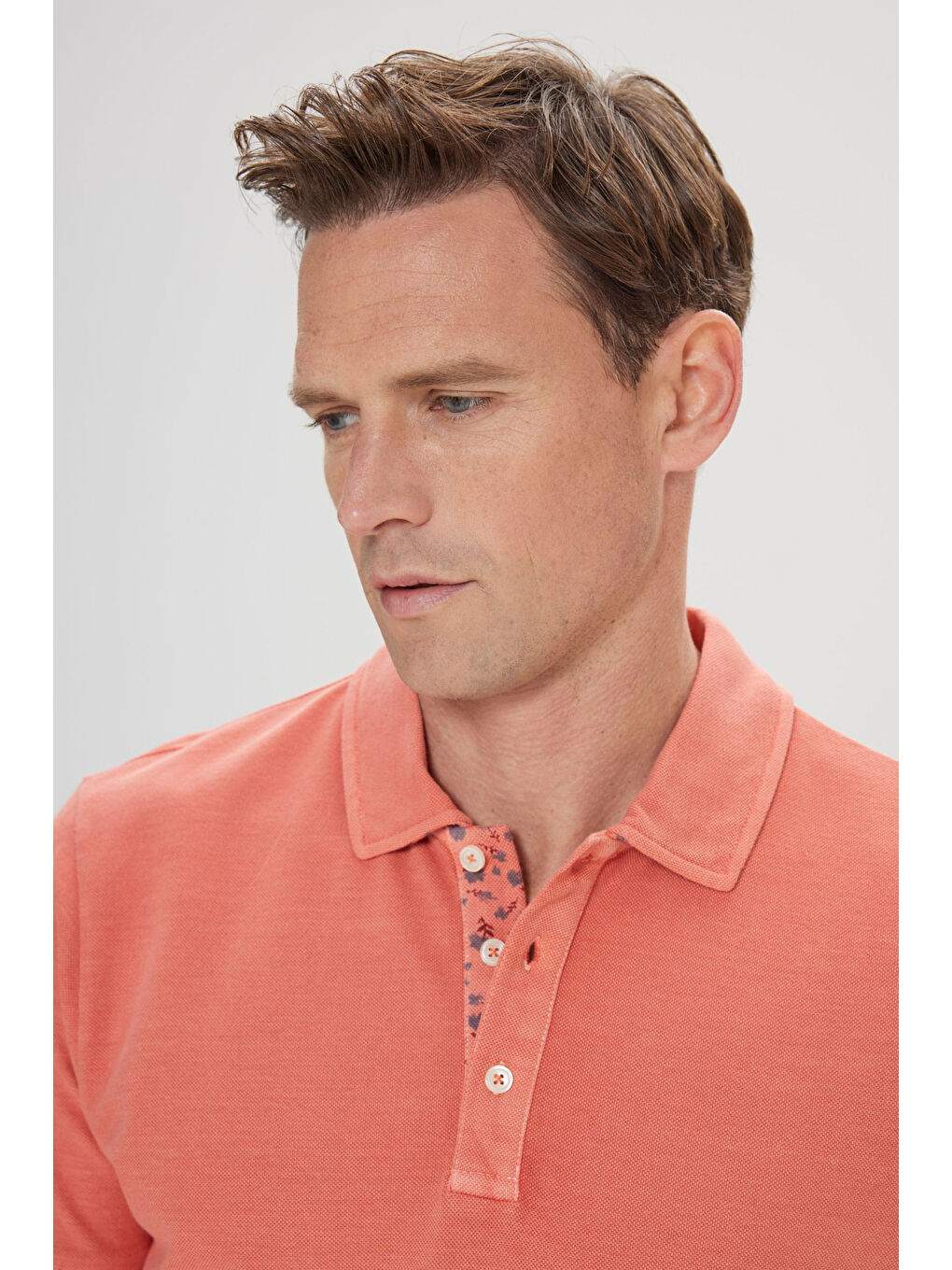 Kahverengi Erkek Kiremit Slim Fit Dar Kesim %100 Pamuk Polo Yaka Tişört-3