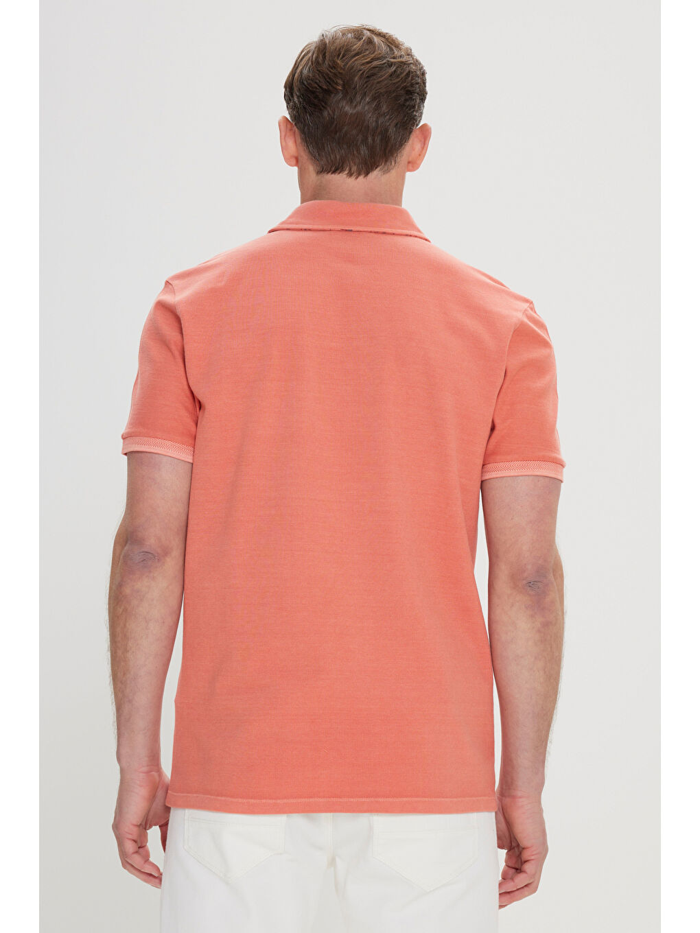 Kahverengi Erkek Kiremit Slim Fit Dar Kesim %100 Pamuk Polo Yaka Tişört-4