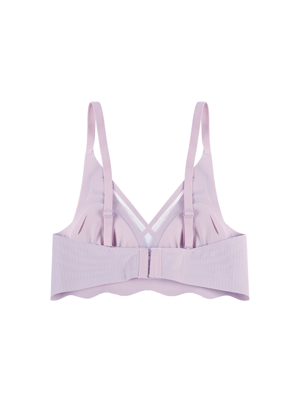 Pembe Balensiz Lazer Dikişsiz  Dilim Detaylı Dekolteli Sütyen-1