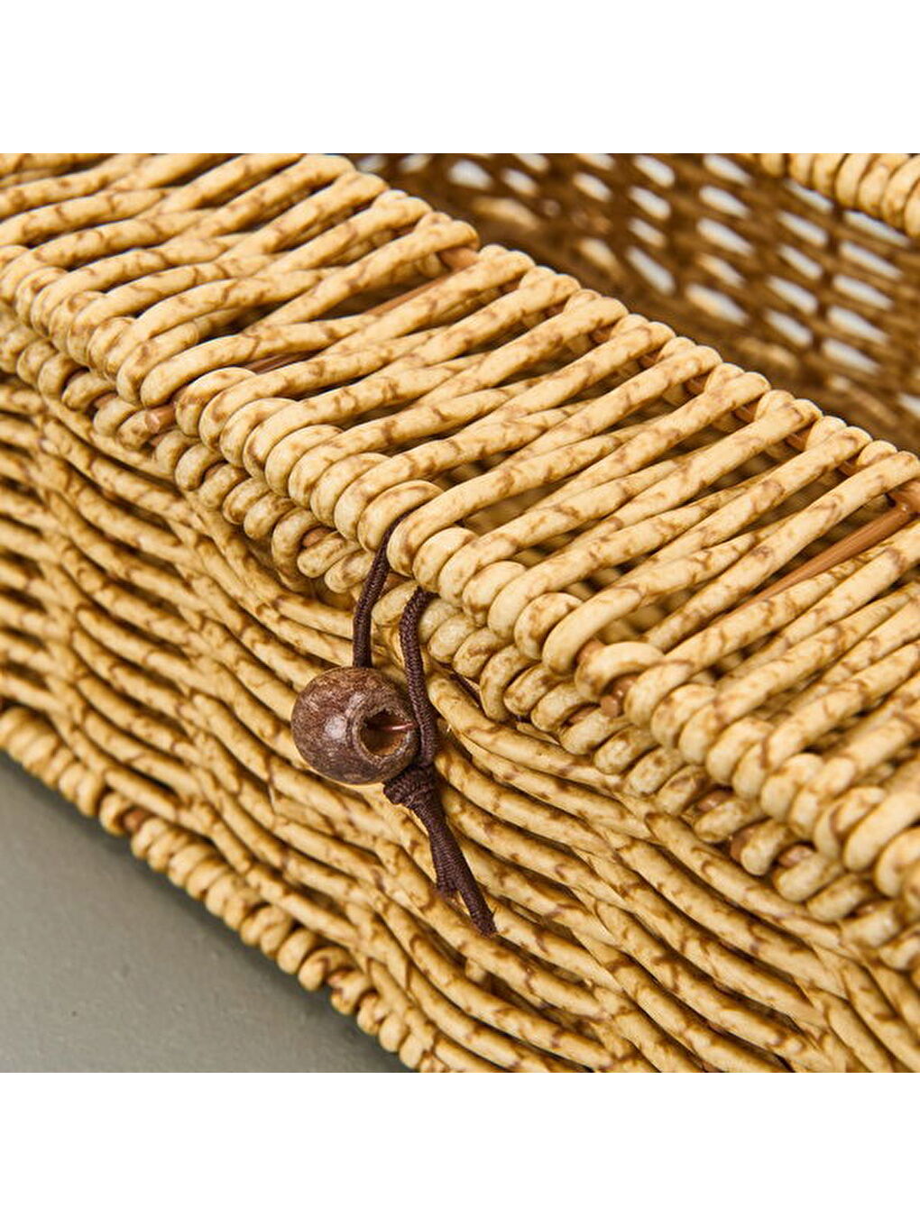 Rattan Dikdörtgen Peçetelik - Açık Kahverengi-1