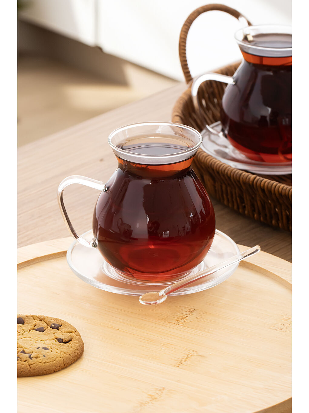 Renksiz Keyf-i Ala 18 Parça Cam Tabaklı 200 ml Borosilikat Çay Seti-2