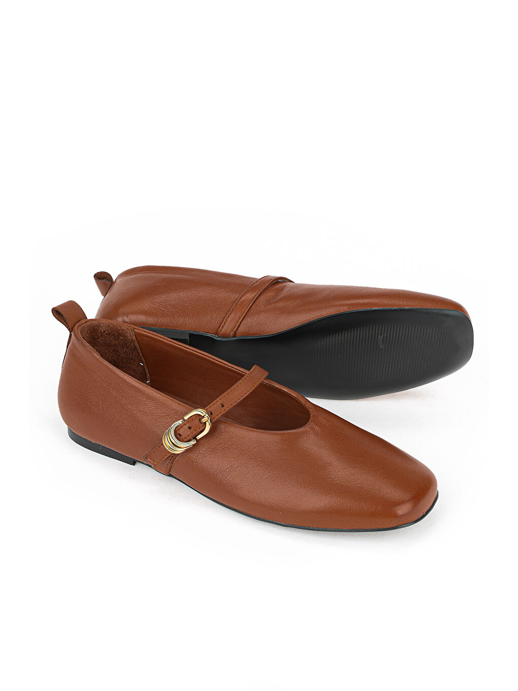 Kahverengi Kadın Hakiki Deri Babet 1611022Z2755 Tan-3