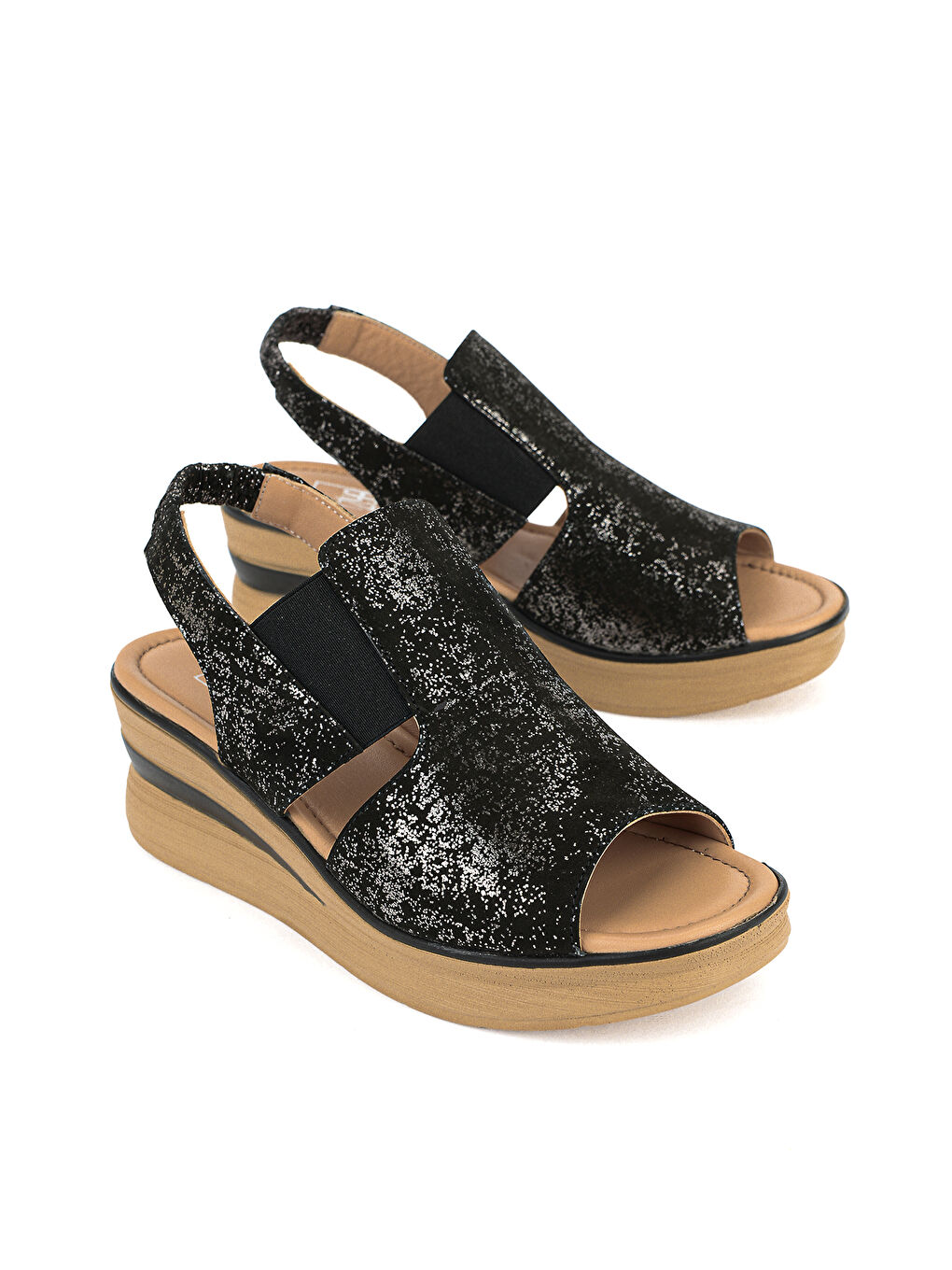 Kadın Hakiki Deri Dolgu Topuk Sandalet 161992Z1800 Siyah-1