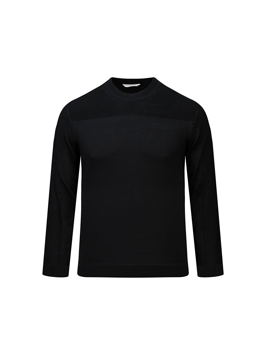 Siyah Regular Fit Bisiklet Yaka Rayon Kazak