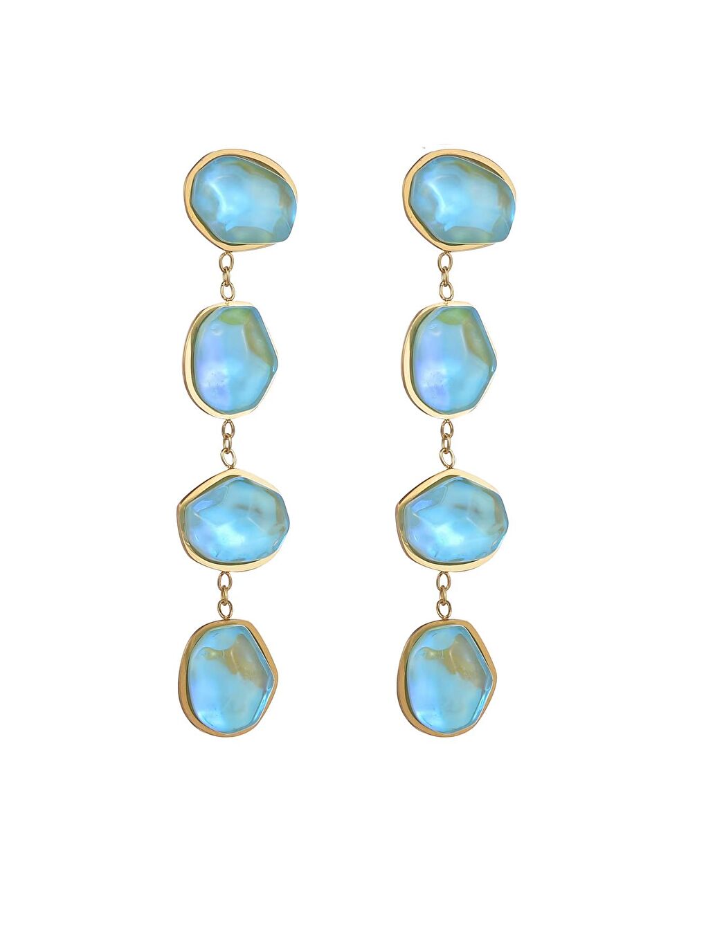 Sarı Has Opal Kadın Sallantılı Küpe-2