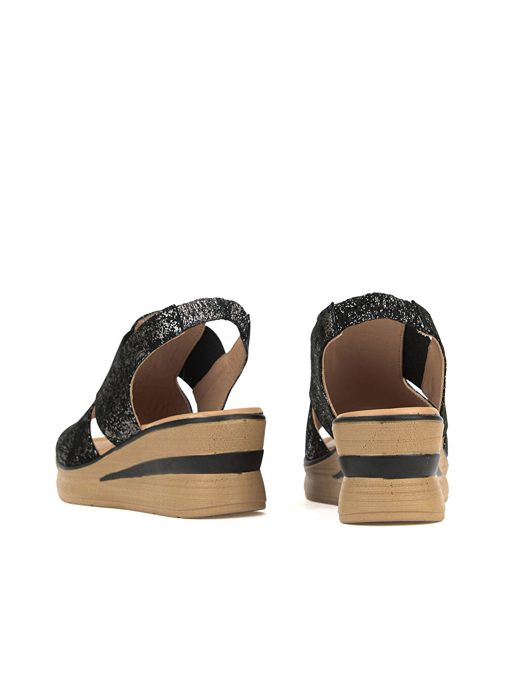 Kadın Hakiki Deri Dolgu Topuk Sandalet 161992Z1800 Siyah-2