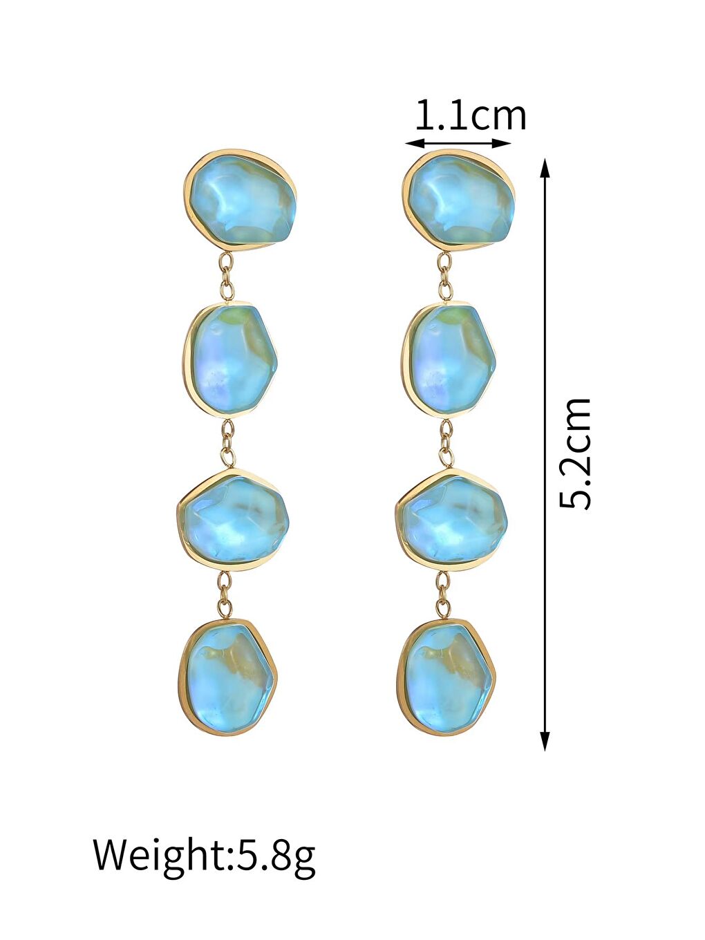 Sarı Has Opal Kadın Sallantılı Küpe-4