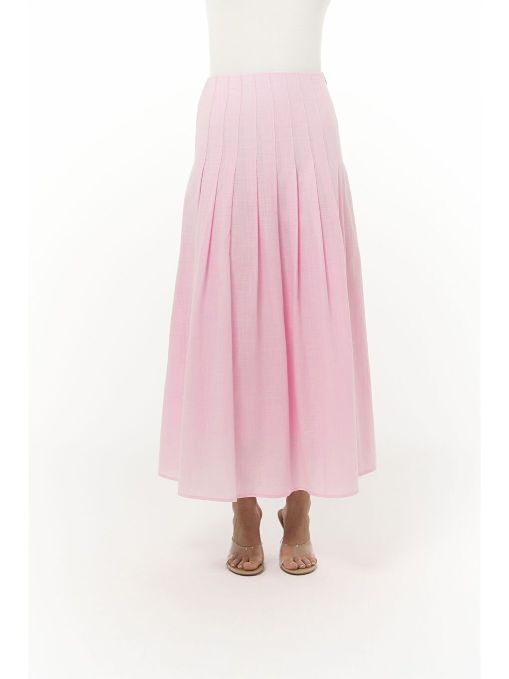 Sera Pile Detay Pembe Uzun Etek-5