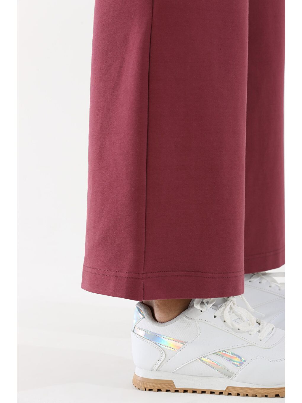 Bordo Vişne Çürüğü Lastikli Bol Paça Eşofman Altı-4