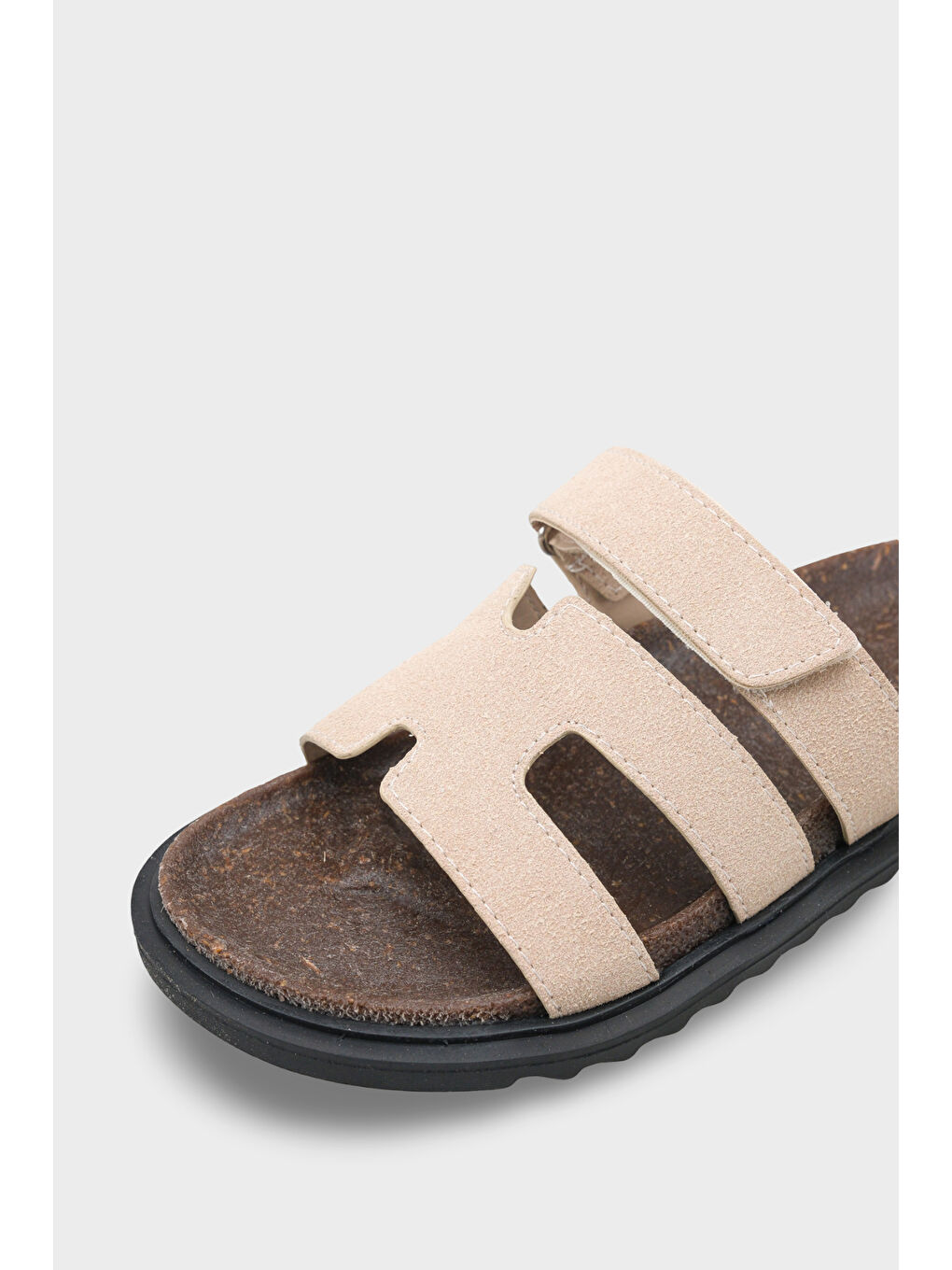 Bej Alicia Düz Topuklu Cırtlı Konfor Kadın Terlik-3