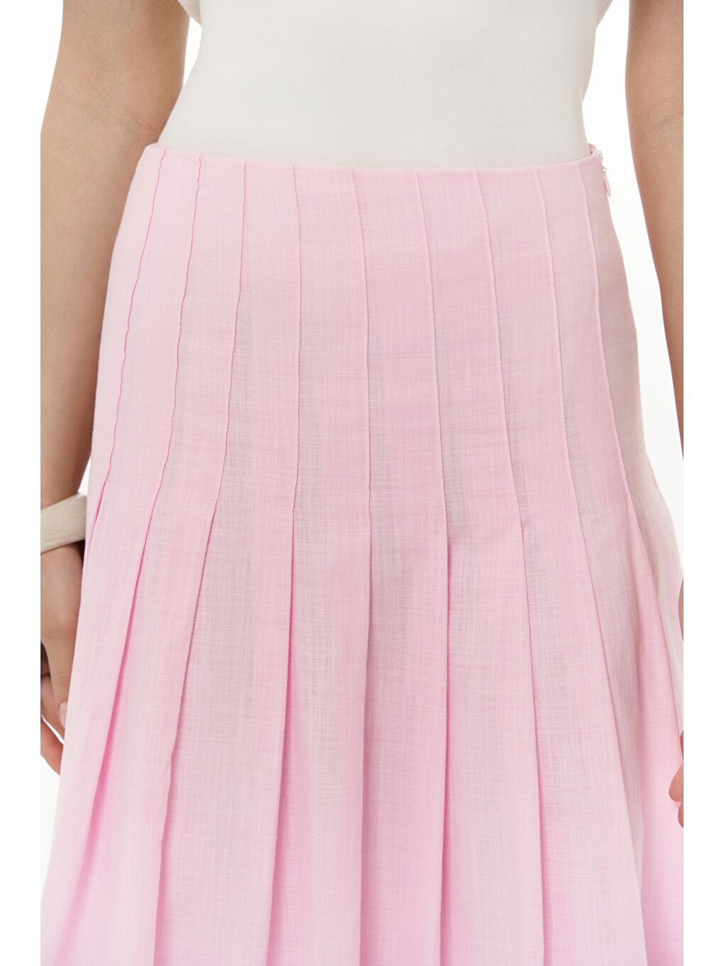 Sera Pile Detay Pembe Uzun Etek-7