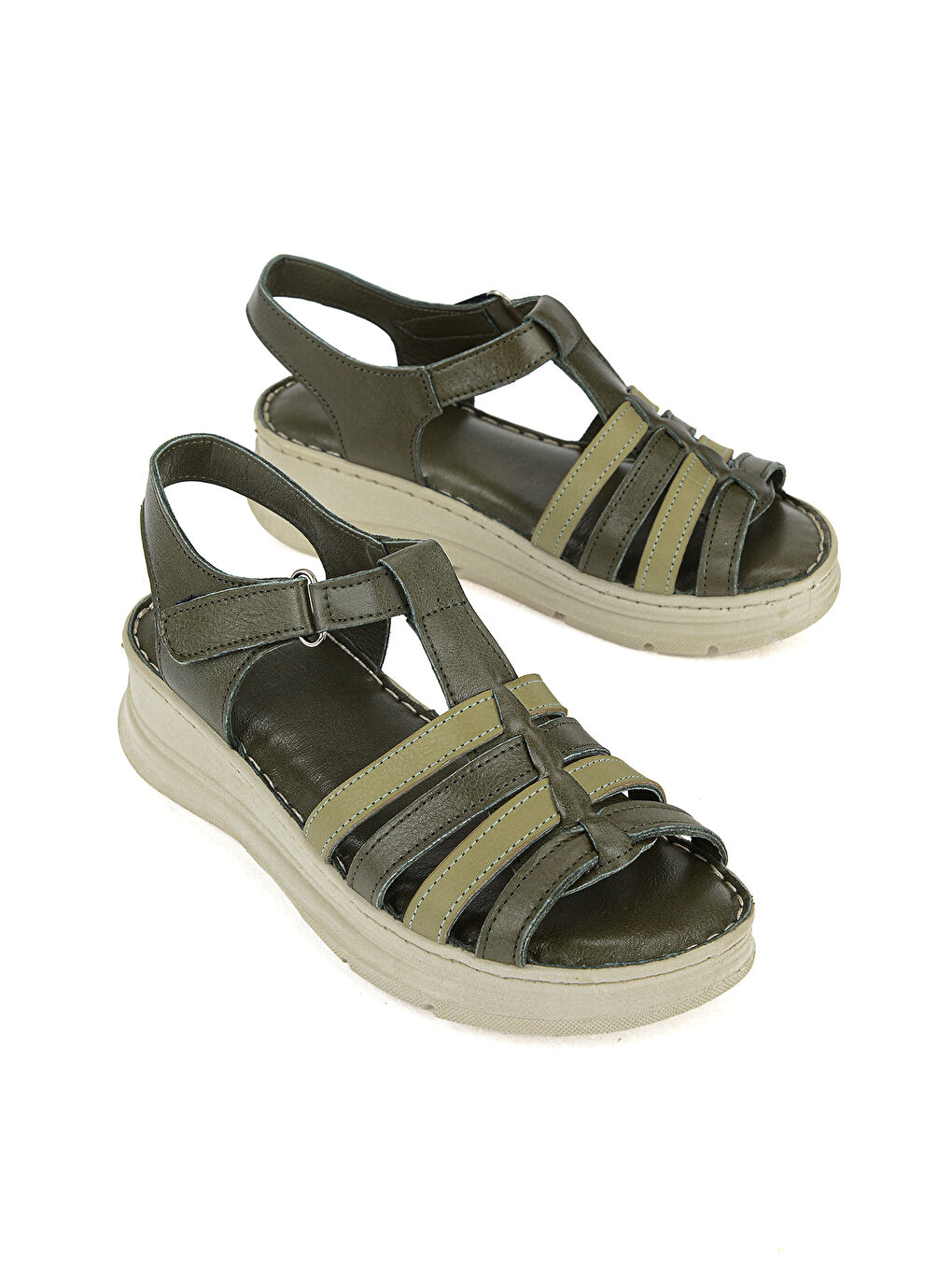 Kadın Hakiki Deri Konfor Sandalet 1611051Z016 Yeşil-1