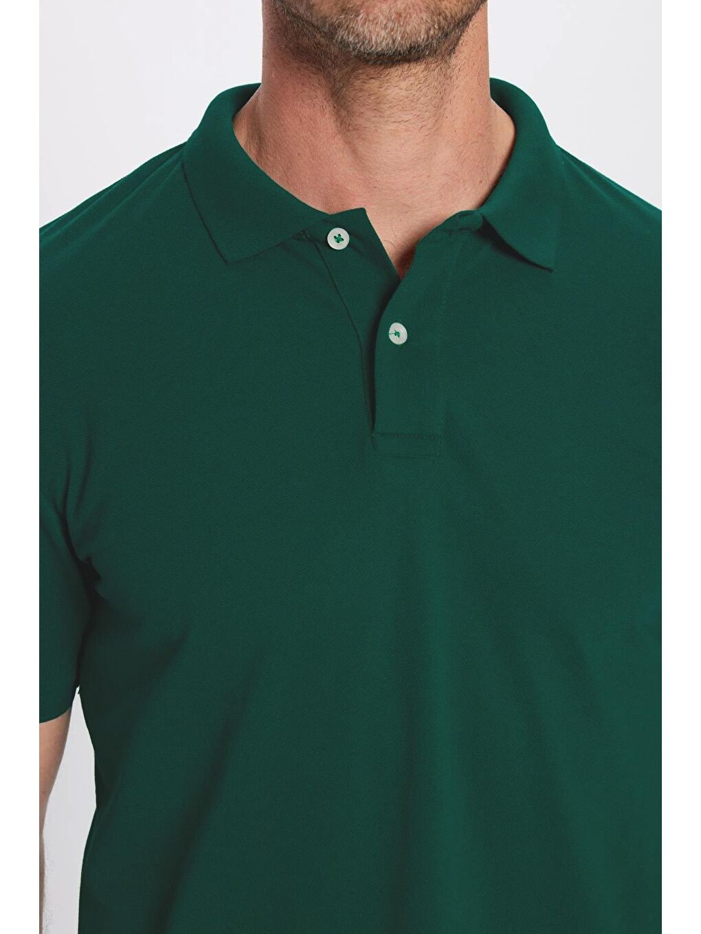 Erkek Slim Fit Dar Kesim %100 Pamuk Yeşil Polo Yaka Tişört-2