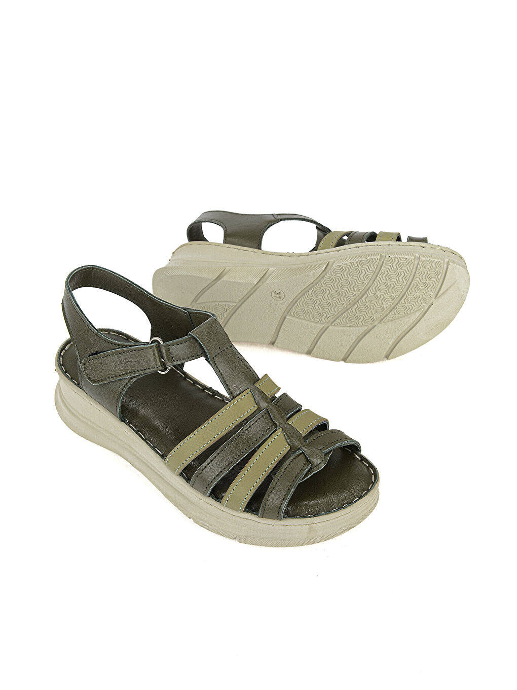 Kadın Hakiki Deri Konfor Sandalet 1611051Z016 Yeşil-3