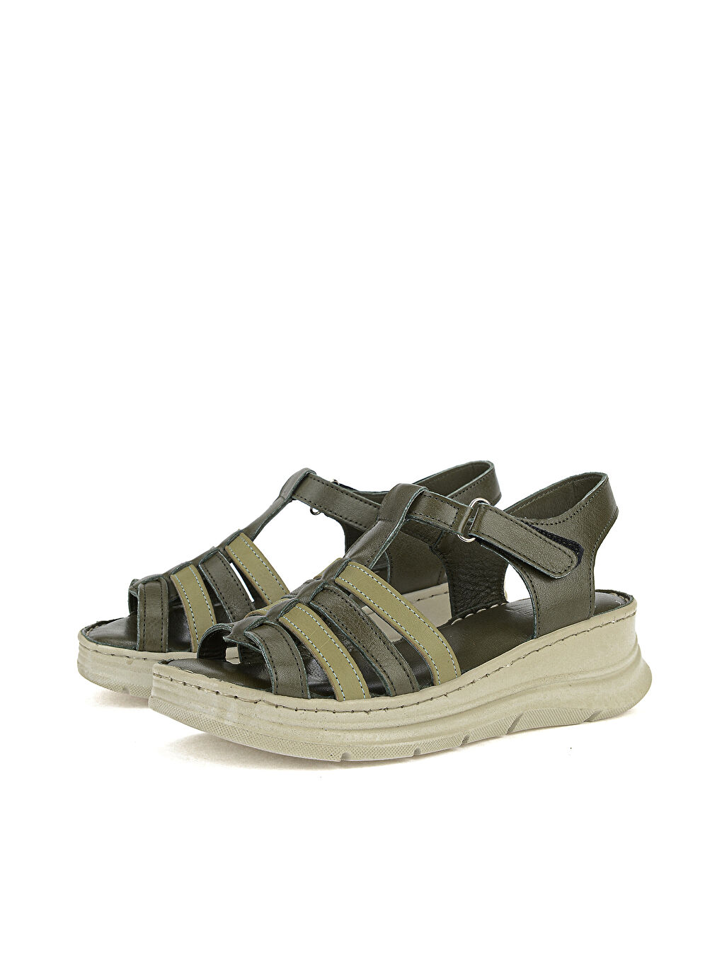 Kadın Hakiki Deri Konfor Sandalet 1611051Z016 Yeşil-4