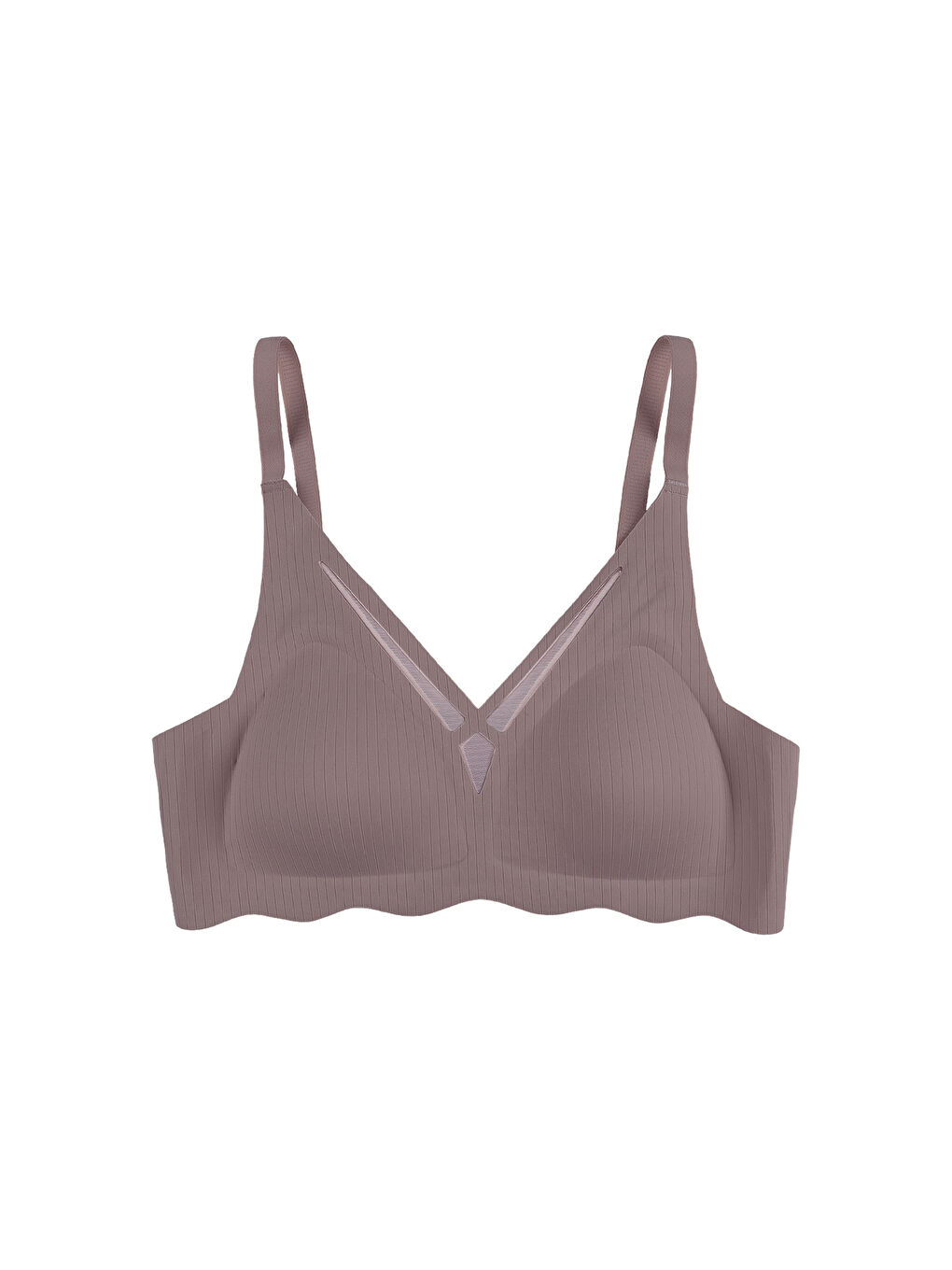 Kahverengi Balensiz Lazer Dikişsiz Dilim Detaylı Dekolteli Sütyen