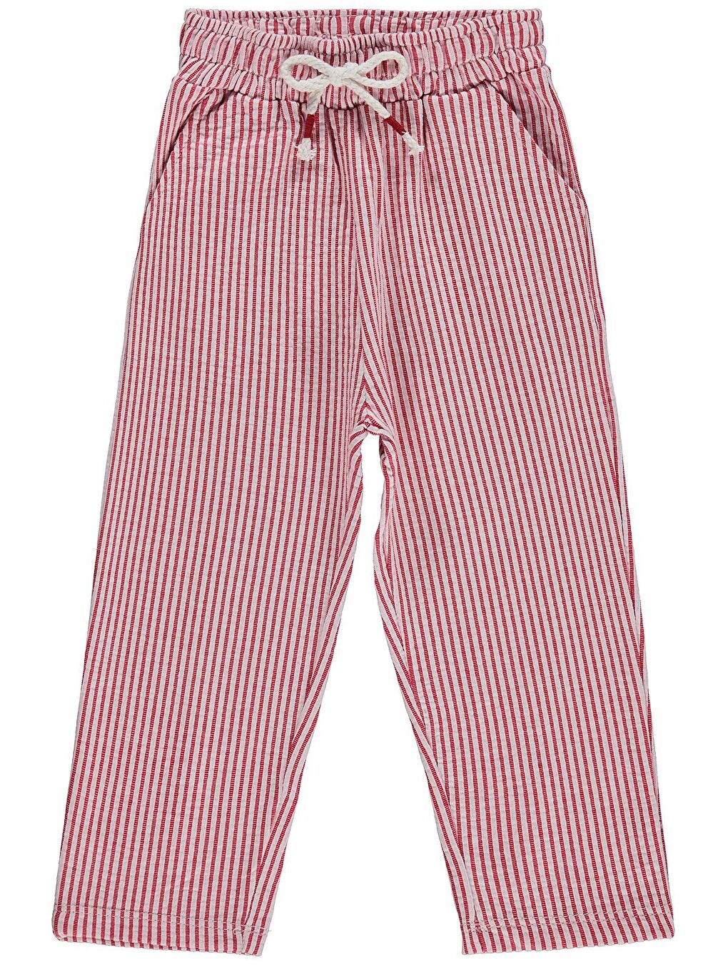 Boys Köpekbalığı Armalı Kendinden Çizgili 2-5 Yaş Pantolon - Kırmızı